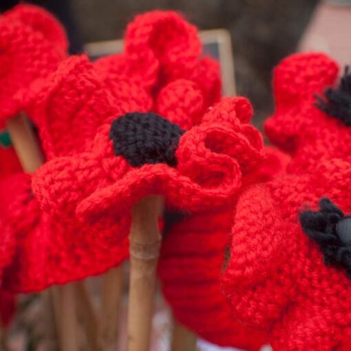 Knitted poppies